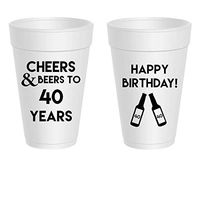 Mandeville Party Company 40th Birthday Styrofoam Cups - Cheers and Beers to 40 Years (10 Cups)