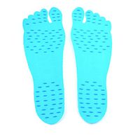 Plusecret Barefoot Adhesive Foot Pad,Waterproof Anti-Skid Beach Invisible Shoes for The Beach, Smooth Rock and Swimming Pool (L, Blue)