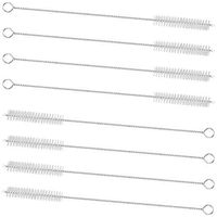 GFDesign Drinking Straw Cleaning Brushes Set Pipe Tube Cleaner Nylon Bristles Stainless Steel Handle - 8" x 3/8" (10mm) - Set of 8