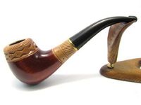 "Russian art" pear wood handmade wooden tobacco pipes smoking pipe for 9 mm filter + Pouch