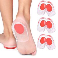 3 Pair Gel Heel Cups Plantar Fasciitis Inserts - Silicone Gel Heel Pads for Heel Pain, Bone Spur & Achilles Pain, Gel Heel Cushions and Cups, Pad & Shock Absorbing Support(Red Large)