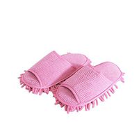 Loweryeah Washable Mop Slippers Shoes Dust Floor Home Cleaning Shoes Lazy Floor Dusting Foot Pink