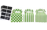 Outside the Box Papers Green and White Gable Favor Boxes - Polka Dot Stripe Chevron - 24 Pack