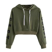 Ros1ock Women's Sweatshirts Solid Color Hoodies Casual Pullover Letter Printing Long Sleeve T- Shirts Army Green