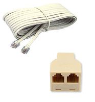 Telephone extension cable with 1 to 2 Female Telephone line Splitter Connector new (15FT)