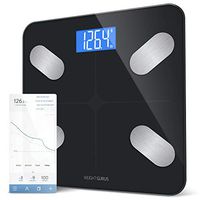 GreaterGoods Smart Scale, Bluetooth Connected Body Weight Bathroom Scale, BMI, Body Fat, Muscle Mass, Water Weight, FSA HSA Approved (Black Stainless)