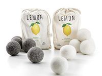 LEMON Wool Dryer Balls, All Natural, Eco-Friendly, Reusable Laundry Essentials, 12 Pack - 6 White and 6 Gray