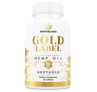 Hinterland Gold Label Hemp Oil Softgels, 25mg Capsules for Pain Relief, Anti-Anxiety, Less Stress, Better Sleep, Organic USA Grown Hemp, 30 Count, 750mg per Bottle