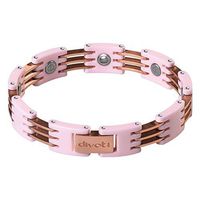 Divoti Color Block Ceramic Titanium Magnetic Bracelet w/ 99.99% Ge-Pink & Rose Gold-65