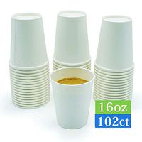 TashiBox 16oz-100 Count Hot Paper Coffee Disposable Beverage Cups to go, 16 Ounce, White