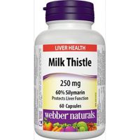 Webber Naturals Milk Thistle 60% Silymarin, 250 mg, 60 caps