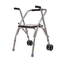 ZWJ-Rolling Walkers Walker Walker, Foldable Storage, with Roller with seat Plate, Maximum Load Capacity 300 lbs (Color : Silver)