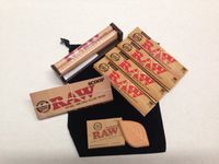 Bundle RAW King Size Slim Rolling Papers 4packs,110mm Roller,Scoop Card, Hydrastone