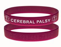 Custom Cerebral Palsy ID Bracelet Wristbands - 2 Pack - Purple - 6 Inches - Toddler