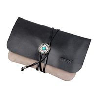 FIREDOG Tobacco Pouch, Genuine Leather Pipe Pouch Vintage Rolling Smoking Travel Folding Tobacco Bag Carrying Storage Holder(Grey)