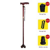 HXZXH Canes for Men and Women Fashionable Collapsible Walking Cane Stick with Ruber tip Prong Heavy Duty Adjustable Folding Light Weight Hand Crutch with T Handle Aluminum Wine Red