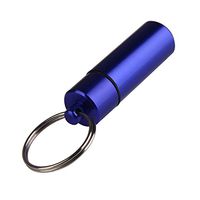 Mini Daily Pill Case, Aluminum Alloy Waterproof Pill Box Dispenser, Small Pocket Pill Container, Keychain Pill Holder for Outdoor, 1 Pc (Blue)