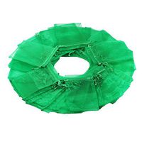 100Pcs 5X7 Inches Sheer Drawstring Organza Jewelry Pouches Wedding Party Christmas Favor Gift Bags (Green)