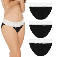 Absorbent Bikini: Lace Hip Period Panties | Women's Protective Underwear (3 Pack (White Hip), XX-Large)