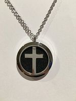 Essential Oils Diffuser Stainless Steel Necklace Cross Religious Pendant with 24" Chain and Washable Pads, Aroma