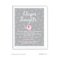 Andaz Press Girl Elephant Baby Shower Collection, Games, Activities, Decorations, Diaper Thoughts Party Sign, 8.5x11-inch, 1-Pack