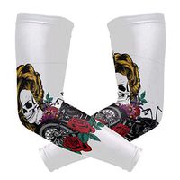 Men's UV Protection Arm Sleeve Skull Girl and Rose Compression Arm Sleeve, Skin Protection Cooler Cycling Sleeves for Outdoor Activities to Cover Arms