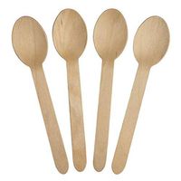 [25 Count] Wooden Heavy Duty Biodegradable Spoons - Disposable Frozen Yogurt Ice Cream Spoons - Frozen Dessert Supplies