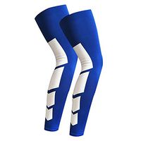 CFR Sport Knee Support Braces Calf Compression Sleeves Trainning Workout Guard Unisex Long Leg Socks - One Pair Blue,XL UPS Post