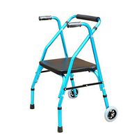 F&T Two-Wheeled Nursing Home Folding Walking Frame Disabled Hand Push Walking Aid (Color : Blue)