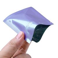 100x Ziplock Bags Aluminum Foil Mylar Flat Heat Sealable Above Tear Notches Food Safe Sample Packets Storage Coffee Candy Foil Grip Seal Wrap (1.5oz Double Sided Purple)