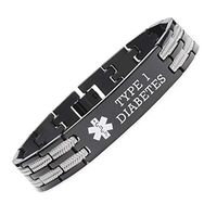 linnalove Not Allergic Black Titanium Medical Alert id Bracelet for Men and Women-Type 1 Diabetes