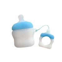 BONTOUJOUR AirPods Case, Super Cute Creative Fun Baby Feeding Bottle Shape Soft TPU Silicone Cover Protective Skin for Apple AirPods 1&2-Blue