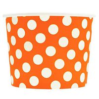 Orange Paper Dessert Cups - 12 oz Polka Dotty Ice Cream Bowls - Perfect For Your Yummy Foods! Many Colors & Sizes - Frozen Dessert Supplies - 50 Count