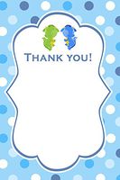 30 Blank Thank You Cards Notes Dragon Twin Boys Birthday Baby Shower + 30 White Envelopes