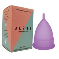 BLYSS Menstrual Cup - Soft, Flexible, Comfortable, Reusable Period Cup with Easy Removal Stem and Storage Bag - Leak Proof, BPA Free Medical Grade Silicone Menstruation Cups (Purple, Small)