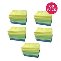 Think Crucial Multi-Surface Multi-Color Polishing Microfiber Durable Towel Cleaning Cloths, Cleans Glass, Hard Surfaces, More, 16x12 (60 Pack)