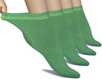 Hugh Ugoli Lightweight Women's Diabetic Ankle Socks Bamboo Thin Socks Seamless Toe and Non-Binding Top, 4 Pairs, Green, Shoe size: 6-9