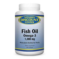 Vitamin Discount Center Omega-3 Fish Oil 1000mg, Molecularly Distilled, 300 Softgels
