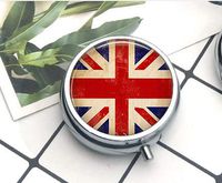 Union Jack Flag Compact 3 Compartment Medicine Case, Pill Box for Pocket or Purse Pill Box Decorative Pill Case with Gift Box
