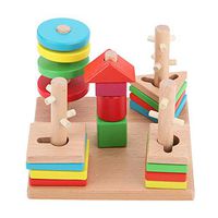 Toys for Three Year Old Boy,Building Blocks Toys Rich Imagination Children's Wooden Colorful Geometric Shapes Educational Entertainment