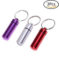 Aluminum Waterproof Pill Box Capsule Holder Container Keychain Pill Case Bottle Storage Key Ring for Outdoor Camping Travel Traveling Portable,Purple (1.89 x 0.55inch)