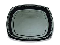 D and W Fine Pack Forum Black Plastic Pearl Square Flat Tray, 16 inch - 50 per case.