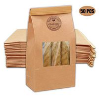 Brown Paper Lunch Bags Bread Bags, NUIBY 50 Pcs Durable Kraft Paper Snack Bags, 100% Recycled Kraft Paper