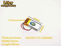 3.7V 150mAh 401430 Lithium Polymer Ion Rechargeable Battery Lithium Polymer Li-Po Battery for MP4 GPS MP3 Bluetooth Stereo DIY Gift