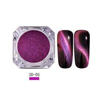 Hunputa Nail Art Powder,Cat Eye Nail Powder Neon Mirror Glitter Mirror Effect Rainbow Crystal Opal (A)