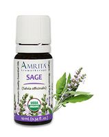 Amrita Aromatherapy Organic Sage Essential Oil, 100% Pure Undiluted Salvia officinalis, Therapeutic Grade, Premium Quality Aromatherapy oil, Tested & Verified, 10ML