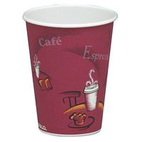 SOLO Cup Company Bistro Design Hot Drink Cups, Paper, 8 oz, Maroon
