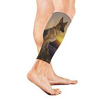 Stretch Sport Calf Sleeve German Shepherd Dog Protective Guard for Men Women - Best Footless Compression Socks for Shin Splints, Running,Basketball Football (1 Pair)