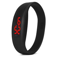 Fxbar,Simple Fashion igital LED Sports Watch Unisex Silicone Band Smartwatch Outdoor Bracelet Watches(Black)