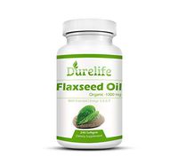 Organic Flaxseed Oil Softgels 1,000 Mg 240 Count, DureLife Cold Pressed Organic Flax Seed Oil Contains Omega 3 6 9 Essential Fatty Acids and Promotes Hair Skin and Nails and A Healthy Heart